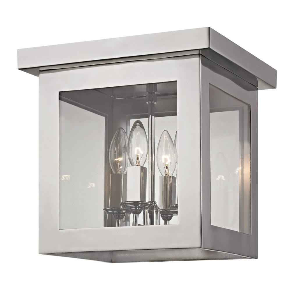 Brian Patrick Flynn Hurley 4 Light Polished Nickel Flush Mount