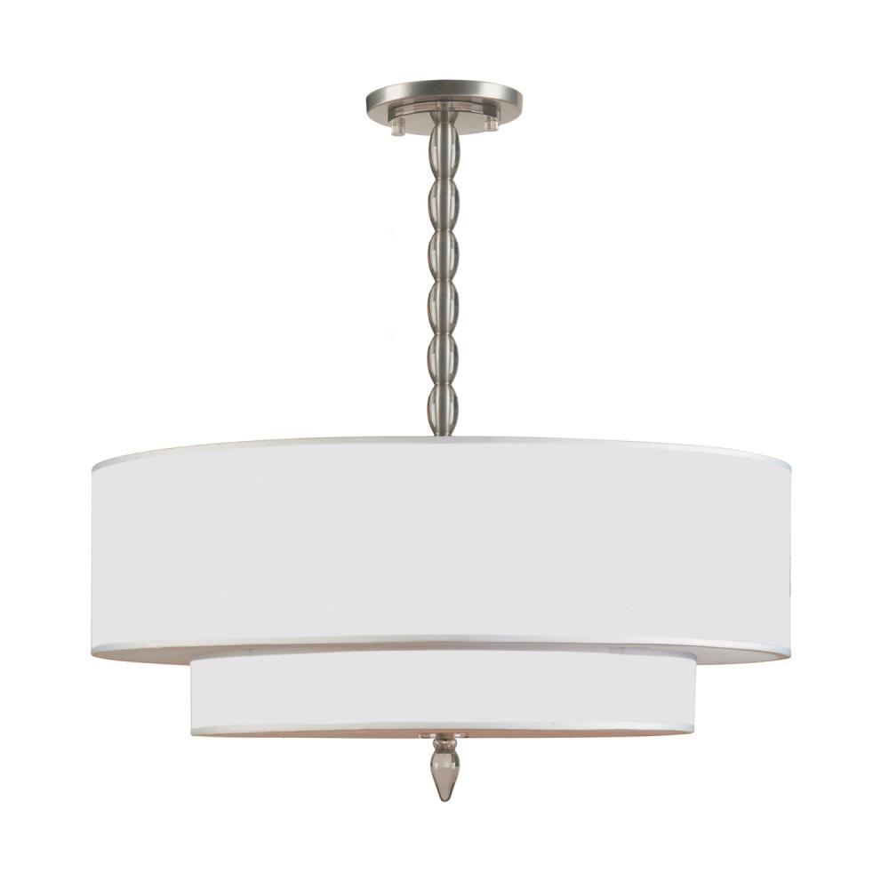 Luxo 5 Light Drum Shade Satin Nickel Chandelier