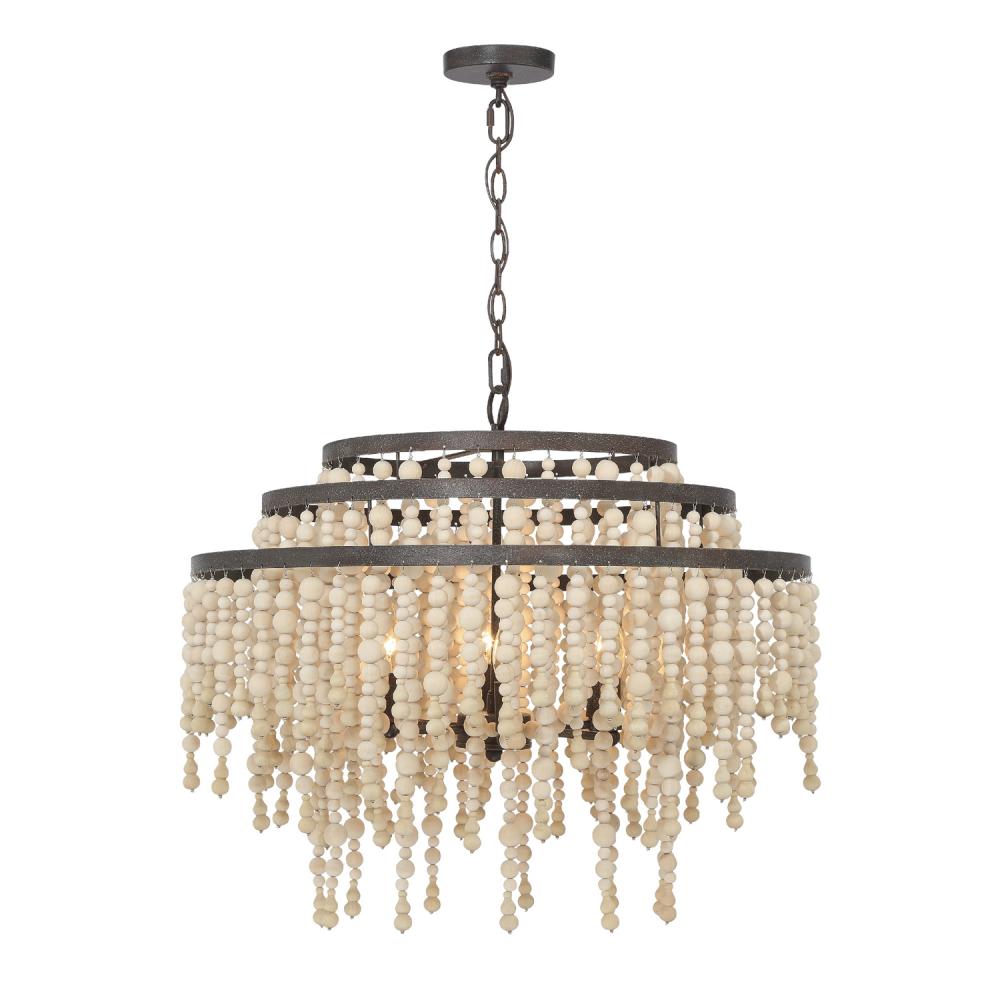 Poppy 6 Light Forged Bronze Chandelier