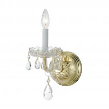  1031-PB-CL-SAQ - Traditional Crystal 1 Light Spectra Crystal Polished Brass Sconce