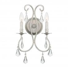  5012-OS-CL-MWP - Ashton 2 Light Hand Cut Crystal Olde Silver Sconce