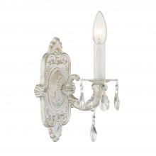  5021-AW-CL-S - Paris Market 1 Light Swarovski Strass Crystal Antique White Sconce