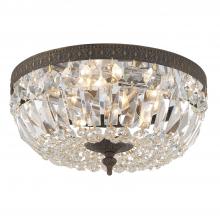  712-EB-CL-MWP - Crystorama 3 Light Hand Cut Crystal English Bronze Flush Mount