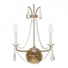  KAR-90902-AG-CL-MWP - Karrington 2 Light Aged Brass Sconce