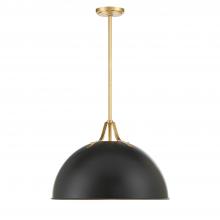  SOT-18015-MK-GA - Soto 1 Light Matte Black + Antique Gold Chandelier