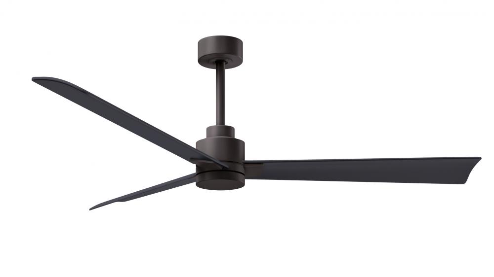 Alessandra 3-blade transitional ceiling fan in textured bronze finish with matte black blades. Opt