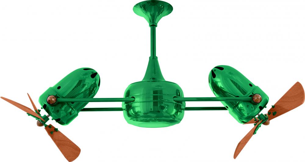 Duplo Dinamico 360” rotational dual head ceiling fan in Esmerelda (Green) finish with solid sust