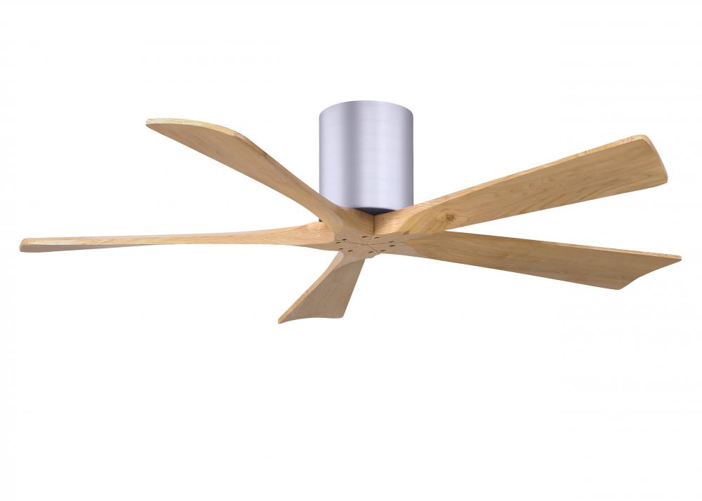 Irene-5H three-blade flush mount paddle fan in Brushed Nickel finish with 52” Light Maple tone b