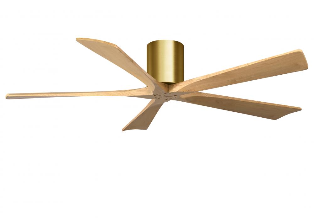 Irene-5H three-blade flush mount paddle fan in Brushed Brass finish with 60” Light Maple tone bl