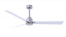  AK-BN-MWH-56 - Alessandra 3-blade transitional ceiling fan in brushed nickel finish with matte white blades. Opti