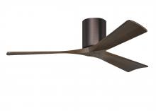  IR3H-BB-WA-52 - Irene-3H three-blade flush mount paddle fan in Brushed Bronze finish with 52” solid walnut tone