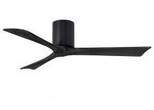  IR3H-BK-BK-52 - Irene-3H three-blade flush mount paddle fan in Matte Black finish with 52” solid matte black woo