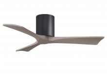  IR3H-BK-GA-42 - Irene-3H three-blade flush mount paddle fan in Matte Black finish with 42” Gray Ash tone blades.