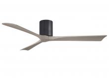  IR3H-BK-GA-60 - Irene-3H three-blade flush mount paddle fan in Matte Black finish with 60” Gray Ash tone blades.