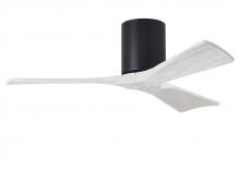  IR3H-BK-MWH-42 - Irene-3H three-blade flush mount paddle fan in Matte Black finish with 42” solid matte white woo