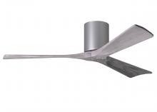  IR3H-BN-BW-52 - Irene-3H three-blade flush mount paddle fan in Brushed Nickel finish with 52” solid barn wood to