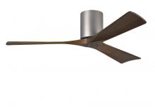  IR3H-BN-WA-52 - Irene-3H three-blade flush mount paddle fan in Brushed Nickel finish with 52” solid walnut tone