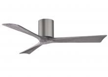  IR3H-BP-BW-52 - Irene-3H three-blade flush mount paddle fan in Brushed Pewter finish with 52” solid barn wood to