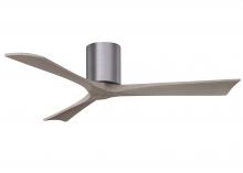  IR3H-BP-GA-52 - Irene-3H three-blade flush mount paddle fan in Brushed Pewter finish with 52” Gray Ash tone blad