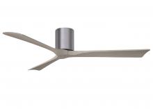  IR3H-BP-GA-60 - Irene-3H three-blade flush mount paddle fan in Brushed Pewter finish with 60” Gray Ash tone blad