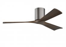  IR3H-BP-WA-52 - Irene-3H three-blade flush mount paddle fan in Brushed Pewter finish with 52” solid walnut tone