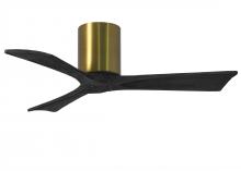  IR3H-BRBR-BK-42 - Irene-3H three-blade flush mount paddle fan in Brushed Brass finish with 42” solid matte black w