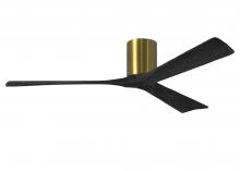  IR3H-BRBR-BK-60 - Irene-3H three-blade flush mount paddle fan in Brushed Brass finish with 60” solid matte black w