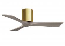  IR3H-BRBR-GA-42 - Irene-3H three-blade flush mount paddle fan in Brushed Brass finish with 42” Gray Ash tone blade