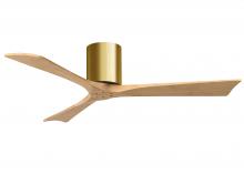  IR3H-BRBR-LM-52 - Irene-3H three-blade flush mount paddle fan in Brushed Brass finish with 52” Matte White tone bl