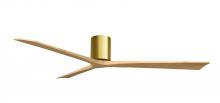  IR3H-BRBR-LM-72 - Irene-3H three-blade flush mount paddle fan in Brushed Brass finish with 72” Light Maple tone bl