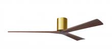  IR3H-BRBR-WA-72 - Irene-3H three-blade flush mount paddle fan in Brushed Brass finish with 72” solid walnut tone b