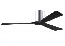  IR3H-CR-BK-60 - Irene-3H three-blade flush mount paddle fan in Polished Chrome finish with 60” solid matte black