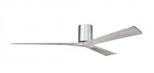  IR3H-CR-BW-72 - Irene-3H three-blade flush mount paddle fan in Polished Chrome finish with 72” solid barn wood t