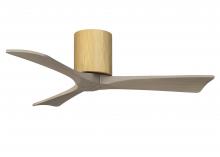  IR3H-LM-GA-42 - Irene-3H three-blade flush mount paddle fan in Light Maple finish with 42” Gray Ash tone blades.