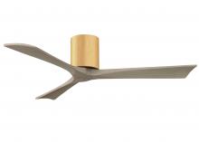  IR3H-LM-GA-52 - Irene-3H three-blade flush mount paddle fan in Brushed Brass finish with 52” Gray Asht tone blad