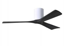  IR3H-WH-BK-52 - Irene-3H three-blade flush mount paddle fan in Gloss White finish with 52” solid matte black woo