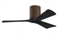  IR3H-WN-BK-42 - Irene-3H three-blade flush mount paddle fan in Walnut finish with 42” solid matte black wood bla