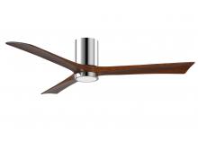  IR3HLK-CR-WA-60 - Irene-3HLK three-blade flush mount paddle fan in Polished Chrome finish with 60” solid walnut to