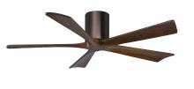  IR5H-BB-WA-52 - Irene-5H five-blade flush mount paddle fan in Brushed Bronze finish with 52” solid walnut tone b