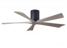  IR5H-BK-GA-52 - Irene-5H three-blade flush mount paddle fan in Matte Black finish with 52” Gray Ash tone blades.