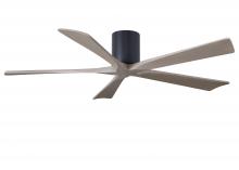  IR5H-BK-GA-60 - Irene-5H three-blade flush mount paddle fan in Matte Black finish with 60” Gray Ash tone blades.