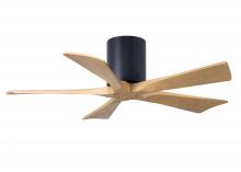  IR5H-BK-LM-42 - Irene-5H three-blade flush mount paddle fan in Matte Black finish with 42” Light Maple tone blad