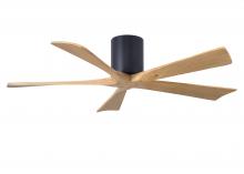  IR5H-BK-LM-52 - Irene-5H three-blade flush mount paddle fan in Matte Black finish with 52” Light Maple tone blad