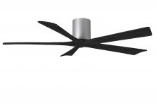  IR5H-BN-BK-60 - Irene-5H five-blade flush mount paddle fan in Brushed Nickel finish with 60” solid matte black w