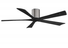  IR5H-BP-BK-60 - Irene-5H five-blade flush mount paddle fan in Brushed Pewter finish with 60” solid matte black w