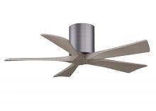  IR5H-BP-GA-42 - Irene-5H three-blade flush mount paddle fan in Brushed Pewter finish with 42” Gray Ash  tone bla