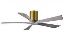  IR5H-BRBR-BW-52 - Irene-5H five-blade flush mount paddle fan in Brushed Brass finish with 52” solid barn wood tone