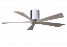  IR5H-CR-GA-52 - Irene-5H three-blade flush mount paddle fan in Polished Chrome finish with 52” Gray Ash tone bla