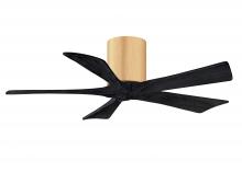  IR5H-LM-BK-42 - Irene-5H three-blade flush mount paddle fan in Light Maple finish with 42” Matte Black tone blad