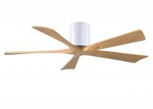  IR5H-WH-LM-52 - Irene-5H three-blade flush mount paddle fan in Matte White finish with 52” Light Maple tone blad